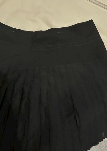 Kadın Siyah Piliseli Midi Mini Etek - Görsel 2