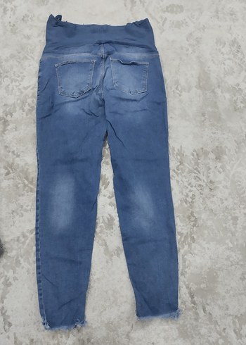 2 adet gri ve mavi Hamile Kot Pantolon Rahat Kesim - Görsel 5