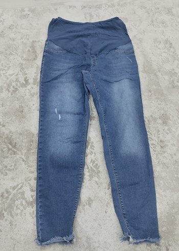 2 adet gri ve mavi Hamile Kot Pantolon Rahat Kesim - Görsel 4