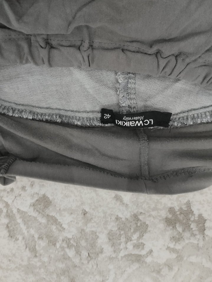 2 adet gri ve mavi Hamile Kot Pantolon Rahat Kesim - Görsel 3