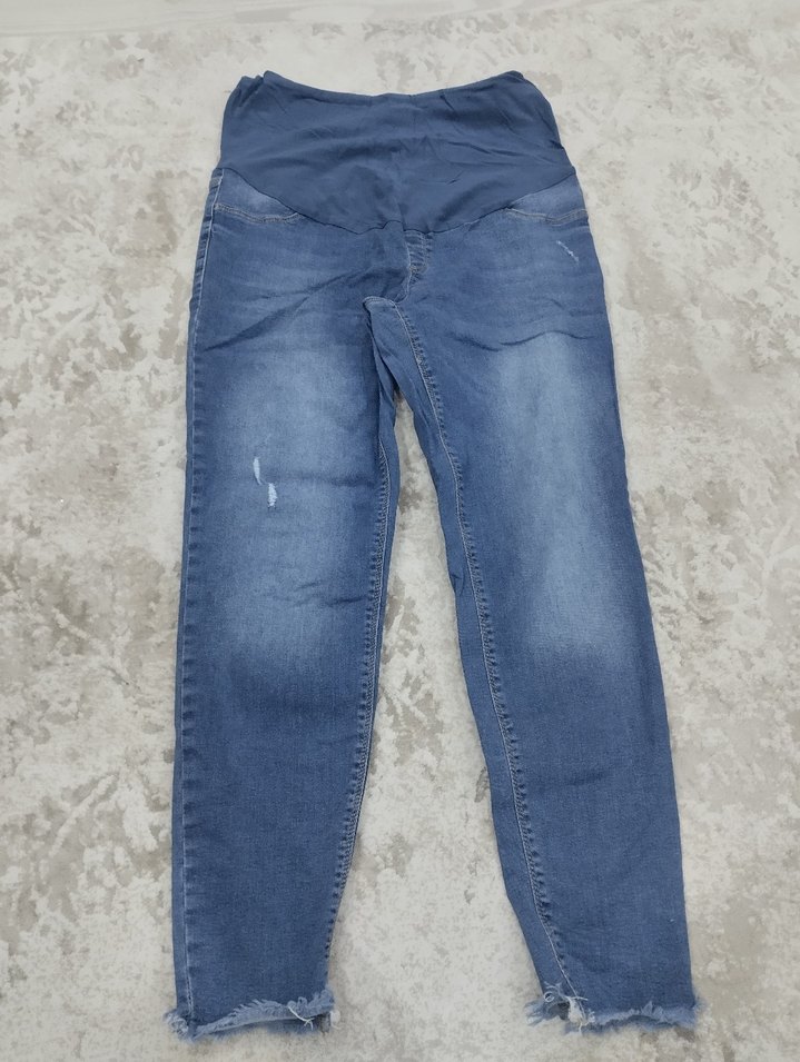 2 adet gri ve mavi Hamile Kot Pantolon Rahat Kesim - Görsel 4