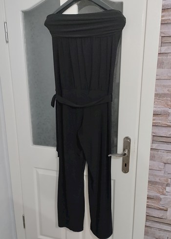 Kadın Siyah Askısız Kemerli Tulum - Görsel 2