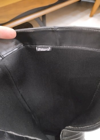 Siyah Deri Tokalı Dizalti Topuklu Bot - Görsel 5