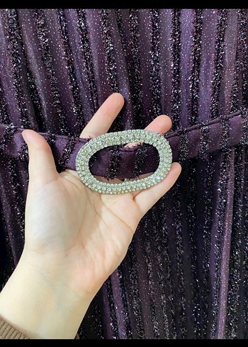 Kadın Mor Piliseli Uzun Elbise - Görsel 2