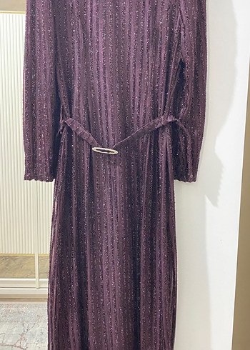 Kadın Mor Piliseli Uzun Elbise - Ana görsel