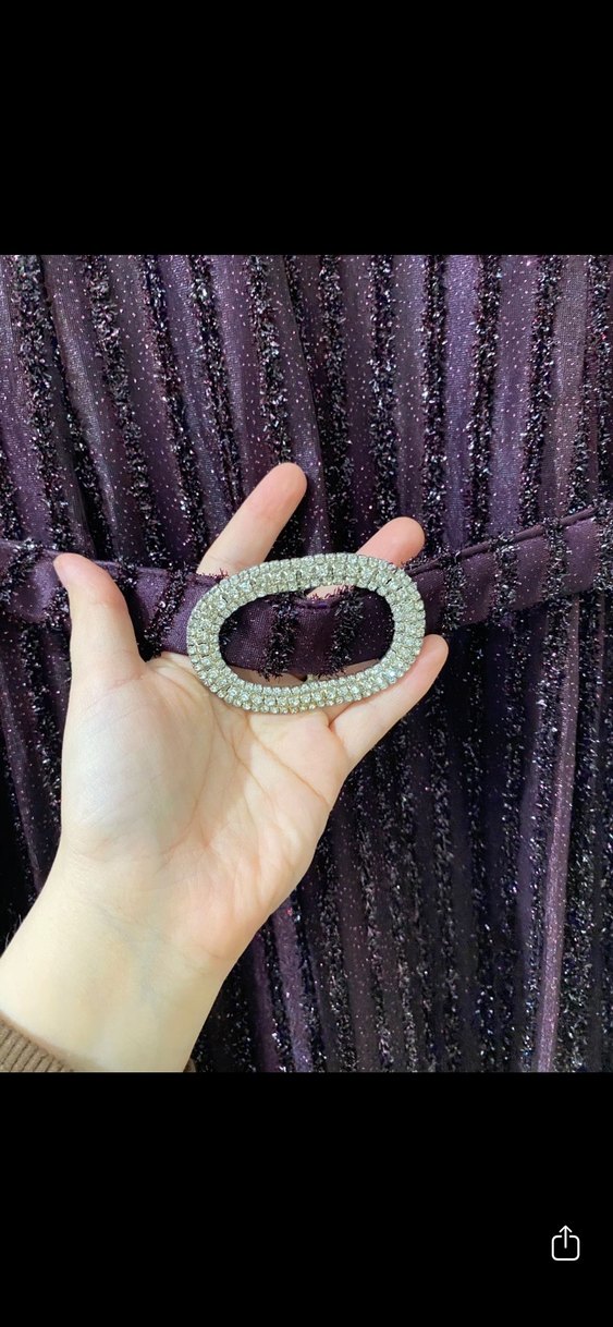 Kadın Mor Piliseli Uzun Elbise - Görsel 2