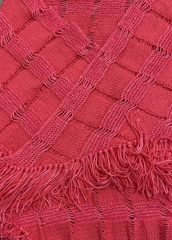 Pembe Örgü Bohem Kadın Şal - Görsel 3