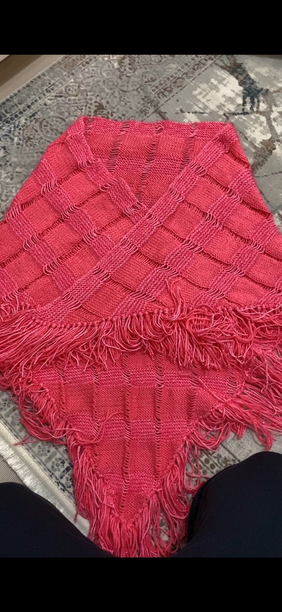 Pembe Örgü Bohem Kadın Şal - Görsel 2