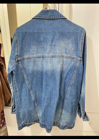 Düğmeli Mavi Kadın Denim Ceket - Görsel 2