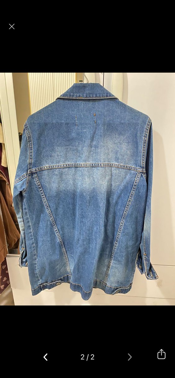 Düğmeli Mavi Kadın Denim Ceket - Görsel 2