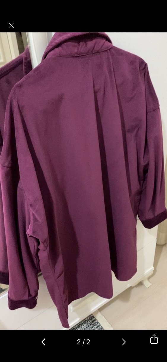 Düğmeli Mor Kadın Gömlek - Görsel 2