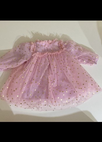 Pembe Fırfırlı Uzun Kollu Kız Elbisesi - Görsel 4