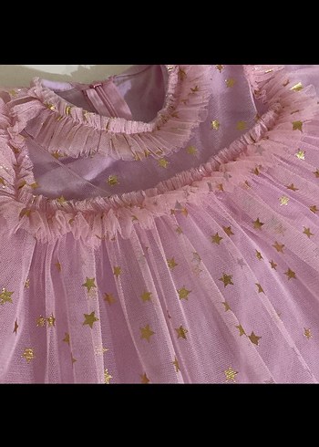 Pembe Fırfırlı Uzun Kollu Kız Elbisesi - Görsel 2