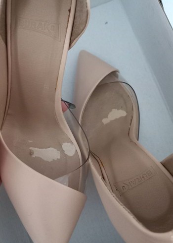 Bej Deri Tokalı İnce Topuklu Kadın Ayakkabı - Görsel 4