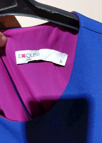 Mavi Düğmeli V Yaka Midi Elbise - Görsel 3