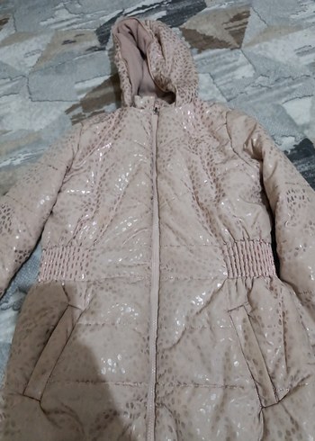 Bej Parlak Yılan Desenli Kadın Uzun Ceket - Görsel 2