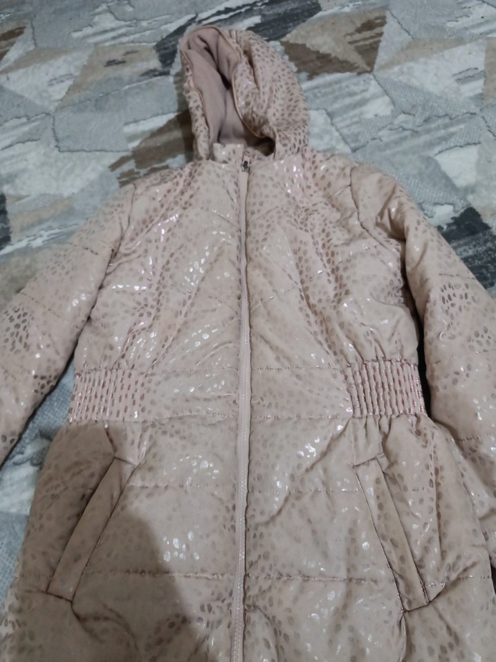 Bej Parlak Yılan Desenli Kadın Uzun Ceket - Görsel 2