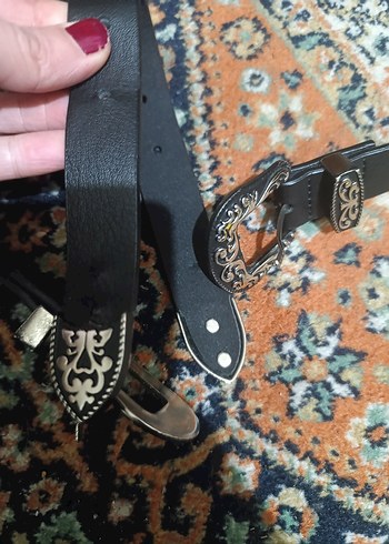 Siyah Deri Goth Tokalı Kadın Kemer - Görsel 3