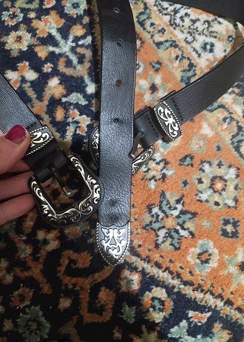 Siyah Deri Goth Tokalı Kadın Kemer - Görsel 2