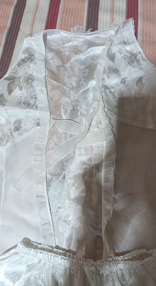 Beyaz Mini Vintage Kadın Pijama Takımı - Görsel 3