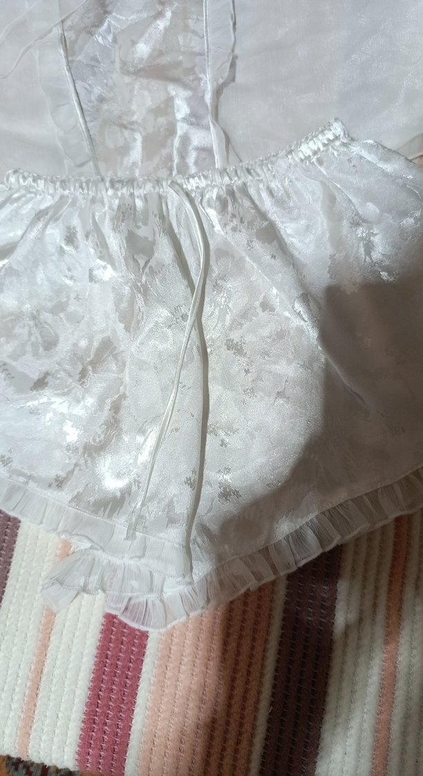 Beyaz Mini Vintage Kadın Pijama Takımı - Görsel 2