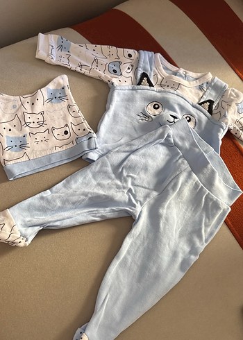 Mavi Örme Bebek Erkek Takımı 0-3 ay - Görsel 4