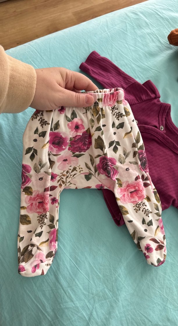 Kız Bebek Uzun Kollu Çiçekli Dantel Takım 0-3 ay - Görsel 2