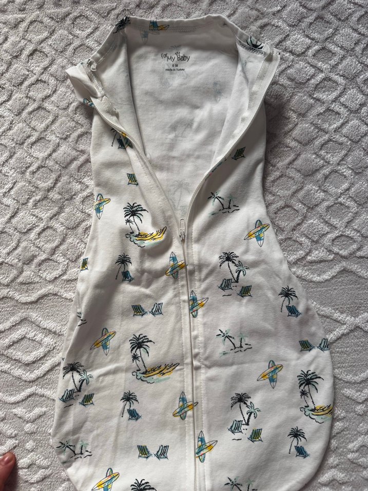 Gri Beyaz Desenli Bebek Kundak Uyku Tulumu - Görsel 2