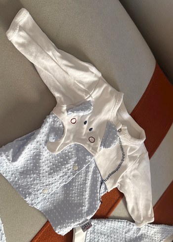 Bohem Tarzı Beyaz Gri Bebek Takımı 0-3 ay - Görsel 2