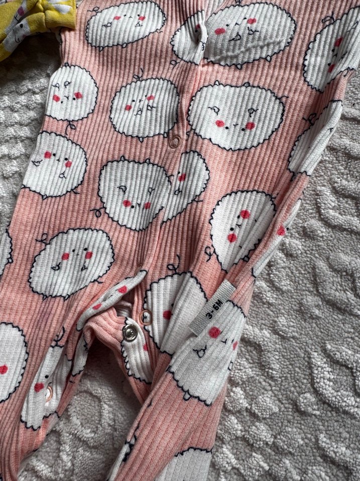 Kız Çocuk Renkli Örme Desenli Pijama 0-3 ay - Görsel 3