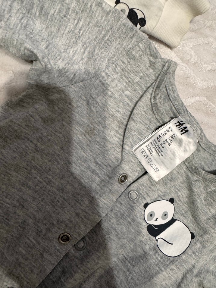 Uzun Kollu Gri Zebra Desenli Erkek kız bebek tulum - Görsel 2