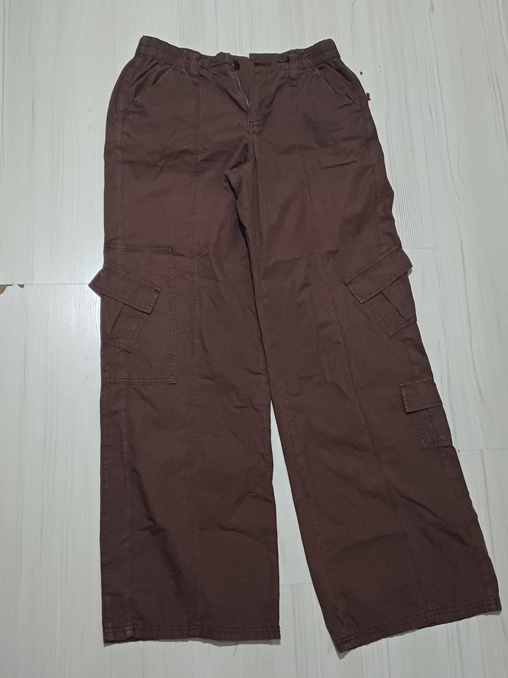 Kahverengi Kadın Keten Bol Kesim Pantolon - Görsel 2