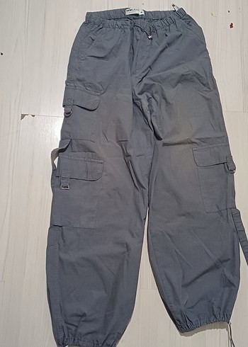 Kadın Gri Bel Detaylı Salaş Kumaş Pantolon - Görsel 2