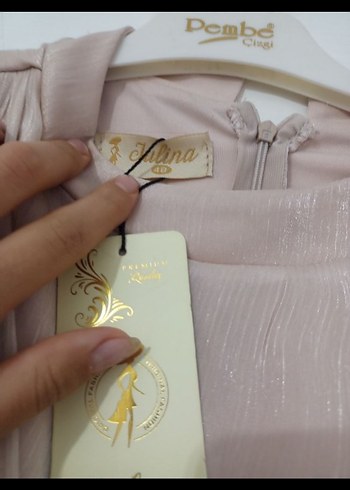 Bej Piliseli Uzun Kollu Abiye Elbise - Görsel 4