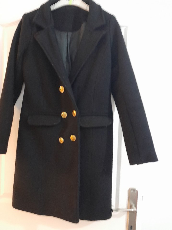 Siyah Modern Klasik Midi Kadın Kaban - Görsel 2