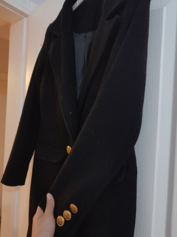 Siyah Modern Klasik Midi Kadın Kaban - Görsel 3