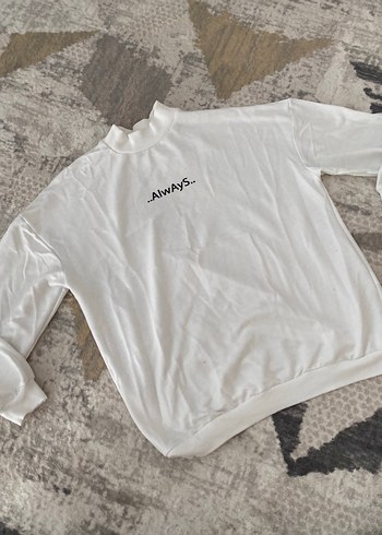 Diğer Minimal Beyaz Sweatshirt