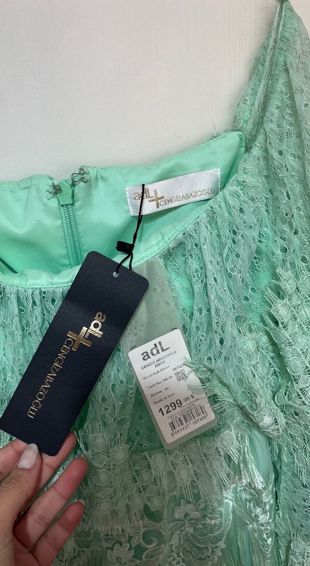 Turkuaz Dantel Mini Bohem Uzun Kollu Elbise - Görsel 2