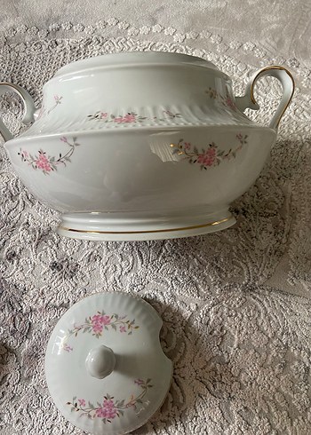 Çiçek Desenli Beyaz Porselen Çaydanlık - Görsel 3