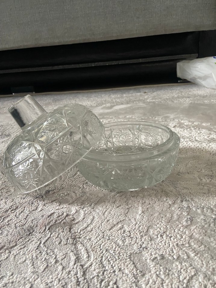 Gri Beyaz Kesme Cam Vazo - Görsel 2