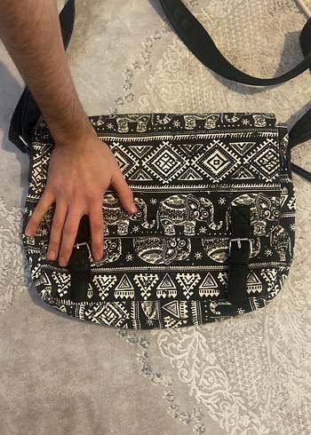 Siyah Desenli Kadın Bohem Çapraz Çanta - Görsel 4