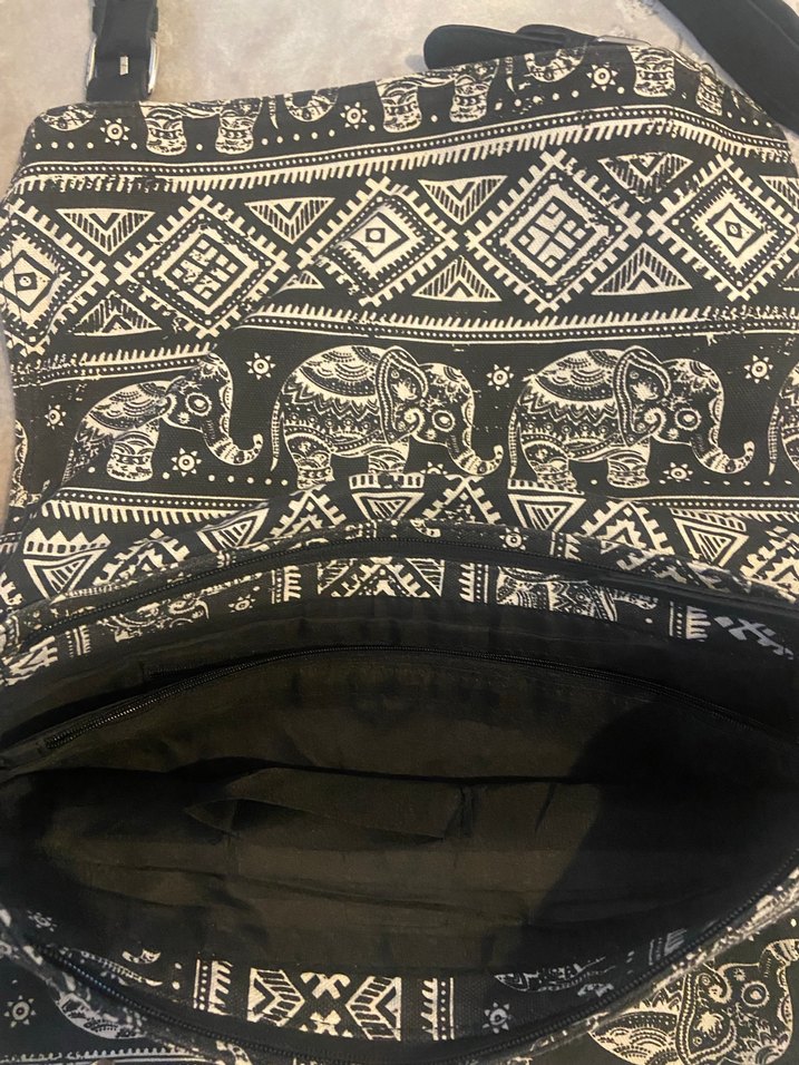 Siyah Desenli Kadın Bohem Çapraz Çanta - Görsel 2