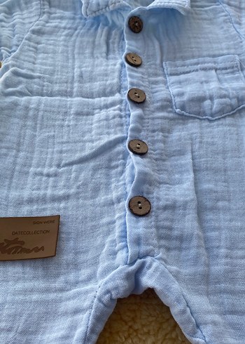 Mavi Kısa Kollu Bebek Tulum - Görsel 2