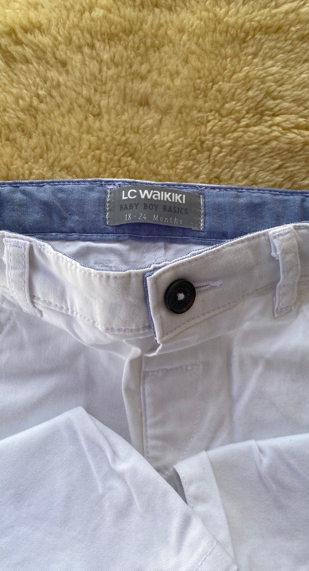 Düğmeli Beyaz Erkek Çocuk Pantolonu - Görsel 3