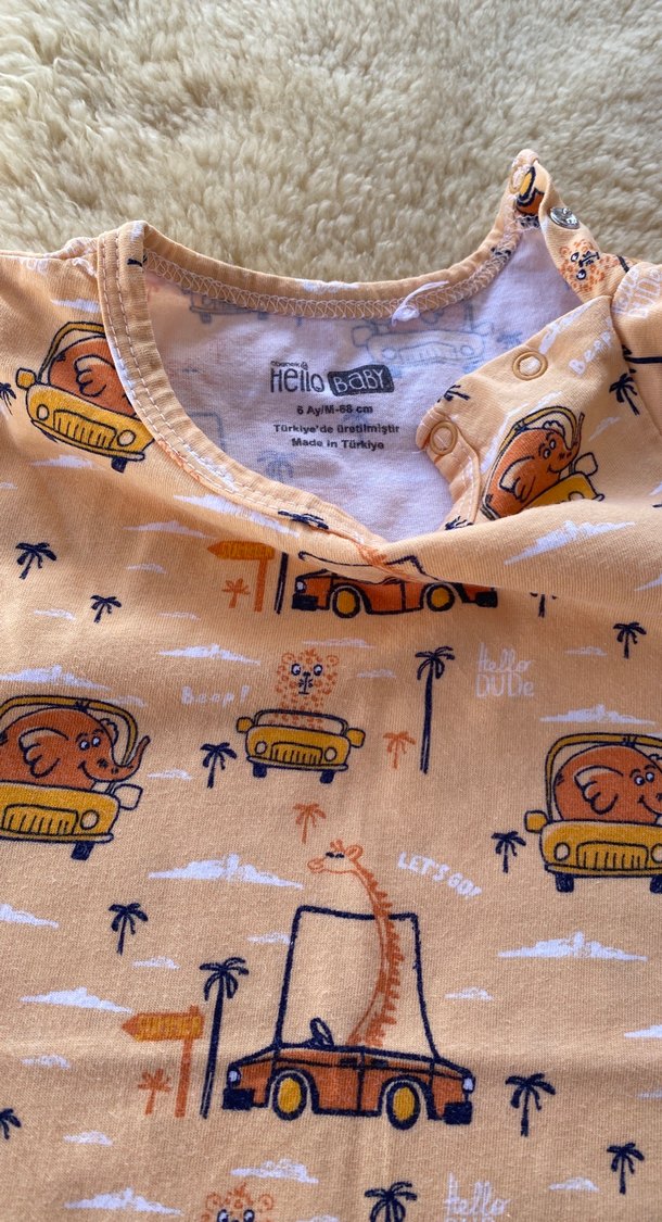 Baskılı Kısa Kollu Bebek Tulum - Görsel 2