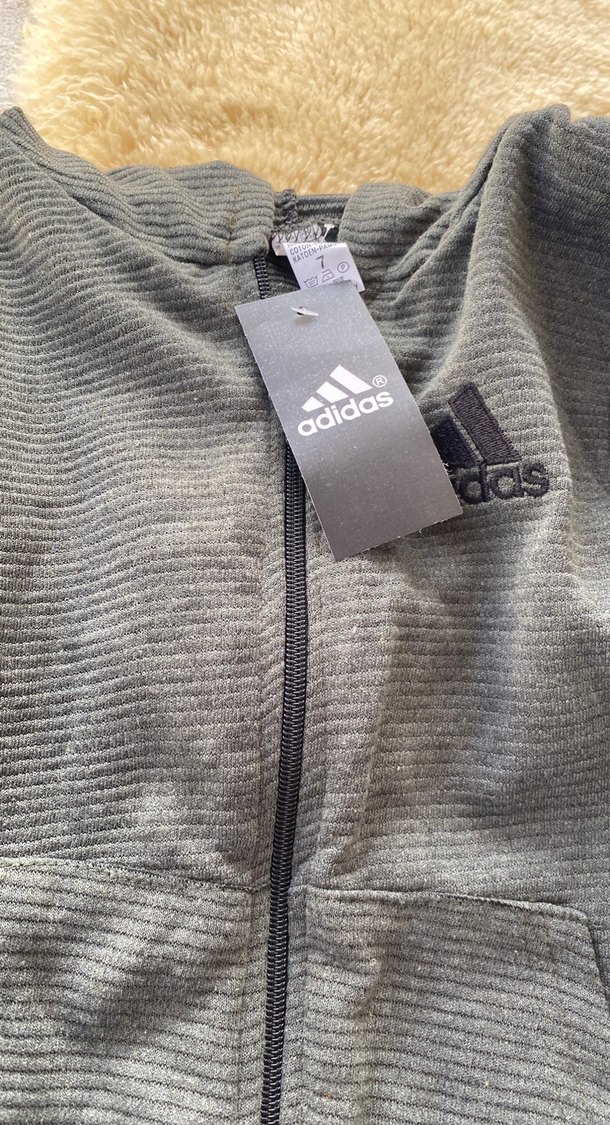 Adidas Gri Kapüşonlu Fermuarlı Erkek Sweatshirt - Görsel 3