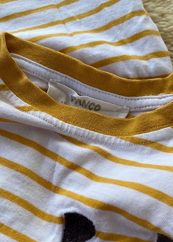 Sarı Çizgili Düğmeli Erkek Tişört - Görsel 2