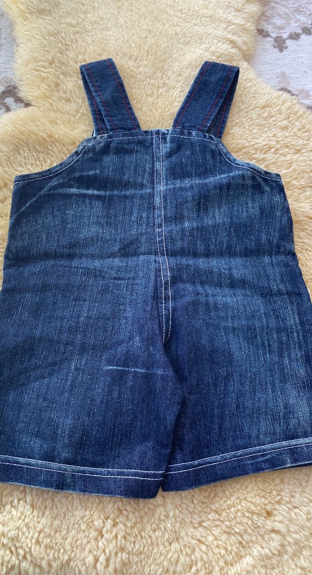 Nakışlı Mavi Erkek Kot Salopet - Görsel 2