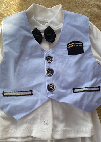 Bebek Erkek Beyaz Pamuklu Takım - Görsel 2