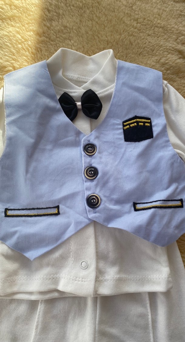 Bebek Erkek Beyaz Pamuklu Takım - Görsel 2